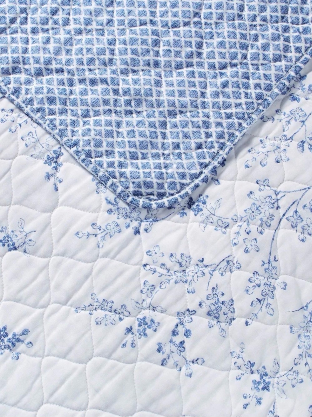 Laura Ashley 3 pieces set Blue Floral Quilted Comforter - Picture 2 of 13